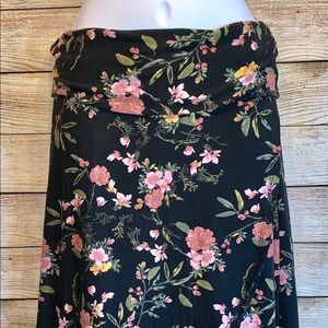 Asymmetrical Fold Over Floral Skirt